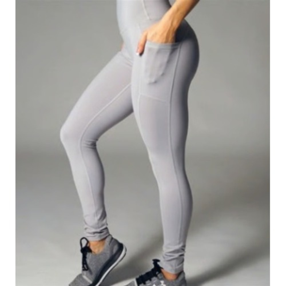 Buffbunny Luna Leggings Women S Gray High Rise Side Pocket Activewear Athleisure